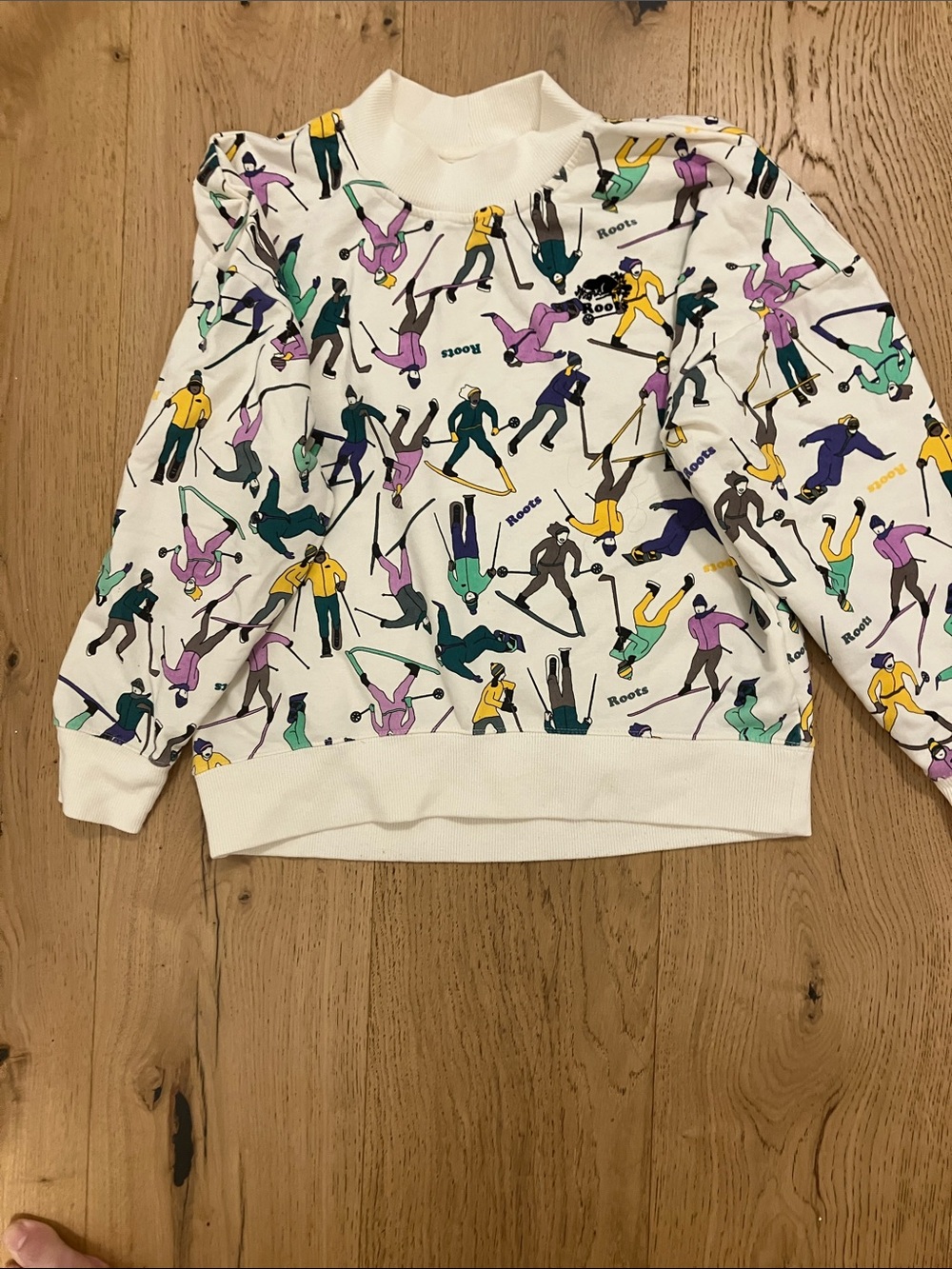 Roots White Kids Pullover with Black Logo Tag